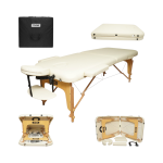 Masa de masaj pliabila, 2 zone, cadru lemn, spuma 5cm, inaltime 55-76cm, piele ecologica, dimensiuni 60x213cm, culoare Crem - imagine 2