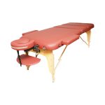 Masa de masaj pliabila, 3 zone, cadru lemn, spuma 5cm, inaltime 55-76cm, piele ecologica, dimensiuni 60x213cm, culoare Burgundy - imagine 3