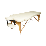 Masa de masaj pliabila, 2 zone, cadru lemn, spuma 5cm, inaltime 55-76cm, piele ecologica, dimensiuni 60x213cm, culoare Crem - imagine 3