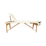 Masa de masaj pliabila, 3 zone, cadru lemn, spuma 5cm, inaltime 55-76cm, piele ecologica, dimensiuni 60x213cm, culoare Crem - imagine 4