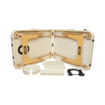 Masa de masaj pliabila, 2 zone, cadru lemn, spuma 5cm, inaltime 55-76cm, piele ecologica, dimensiuni 60x213cm, culoare Crem - imagine 7