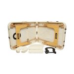 Masa de masaj pliabila, 3 zone, cadru lemn, spuma 5cm, inaltime 55-76cm, piele ecologica, dimensiuni 60x213cm, culoare Crem - imagine 7