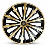 Set 4 capace roti VELAR Monarch Gold/Black, design multi-spoke Premium, ABS rezistent, Universal, pentru jante R15