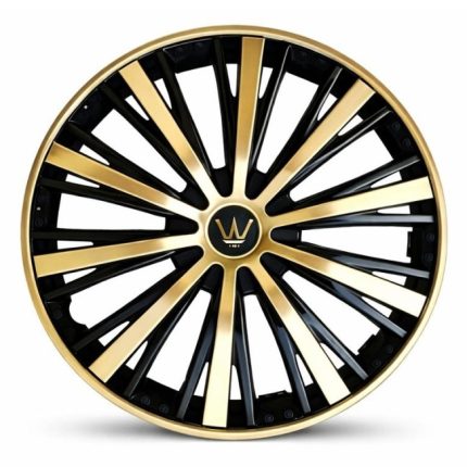 Set 4 capace roti VELAR Monarch Gold/Black, design multi-spoke Premium, ABS rezistent, Universal, pentru jante R15