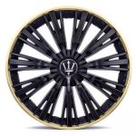 Set 4 capace roti VELAR Trident Gold/Black, design multi-spoke Premium, ABS rezistent, Universal, pentru jante R15
