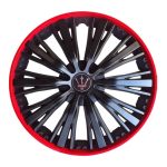 Set 4 capace roti VELAR Pulse Red, design Sport cu accente rosii, ABS rezistent, Universal, pentru jante R15