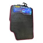 Covorase Auto Universale, din cauciuc sintetic moale, culoare Neagra cu dunga Rosie - imagine 2