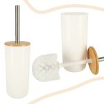 Set Elegant pentru baie format din 6 piese, ABS + lemn, culoare alb/maro - imagine 10