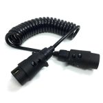 Cablu electric spiralat pentru remorca sau rulota cu 2 mufe Tata/Tata cu 7 pini, lungime 2.5m, culoare Neagra - imagine 2