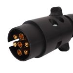 Cablu electric spiralat pentru remorca sau rulota cu 2 mufe Tata/Tata cu 7 pini, lungime 2.5m, culoare Neagra - imagine 3