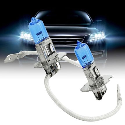 Set 2 becuri halogen H3 "HOD HI-POWER", putere 55W, lumina alba 5000K, 12V, imitatie xenon, cu mufe ceramice