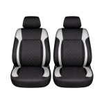 Set huse scaune auto Premium, model DIAMOND Core, design Sportiv, universale, ergonomice, Piele Ecologica Matlasata, culoare Negru/Gri - imagine 2
