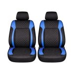 Set huse scaune auto Premium, model DIAMOND Drive, design Sportiv, universale, ergonomice, Piele Ecologica Matlasata, culoare Negru/Albastru - imagine 2