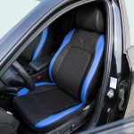 Set huse scaune auto Premium, model DIAMOND Drive, design Sportiv, universale, ergonomice, Piele Ecologica Matlasata, culoare Negru/Albastru - imagine 4