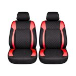 Set huse scaune auto Premium, model DIAMOND Racer, design Sportiv, universale, ergonomice, Piele Ecologica Matlasata, culoare Negru/Rosu - imagine 2