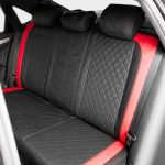 Set huse scaune auto Premium, model DIAMOND Racer, design Sportiv, universale, ergonomice, Piele Ecologica Matlasata, culoare Negru/Rosu - imagine 5