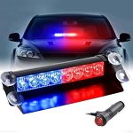 Lampa stroboscopica pentru parbriz. montaj cu ventuze, culori Rosu - Albastru, putere 8W, alimentare 12V