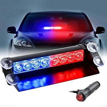 Lampa stroboscopica pentru parbriz. montaj cu ventuze, culori Rosu - Albastru, putere 8W, alimentare 12V