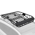 Portbagaj metalic pentru plafon de tip "ROOF RACK", dimensiune 127 x 100cm, culoare neagra, cu bare transversale incluse