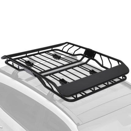 Portbagaj metalic pentru plafon de tip "ROOF RACK", dimensiune 127 x 100cm, culoare neagra, cu bare transversale incluse