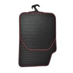 Covorase Auto Universale, din cauciuc sintetic moale, culoare Neagra cu dunga Rosie