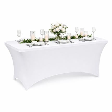 Husa pentru masa dreptunghiulara, culoare alba, elastica, dimensiune 120 x 60 x 74cm