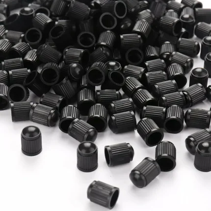 Set 100 buc. capace valva/ventil, material plastic, culoare Neagra, pentru Autoturisme, Camioane, Biciclete, Moto, ATV, Quad