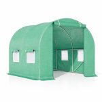 Solar de gradina, dimensiune 200x200x200cm, folie verde PE cu plasa 140g/mp UV, 1 usa, 4 ferestre, teava otel galvanizat de 19mm - imagine 3