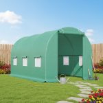 Solar de gradina, dimensiune 300x200x200cm, folie verde PE cu plasa 140g/mp UV, 1 usa, 6 ferestre, teava otel galvanizat de 19mm - imagine 2