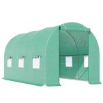 Solar de gradina, dimensiune 300x200x200cm, folie verde PE cu plasa 140g/mp UV, 1 usa, 6 ferestre, teava otel galvanizat de 19mm - imagine 3
