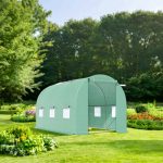 Solar de gradina, dimensiune 300x200x200cm, folie verde PE cu plasa 140g/mp UV, 1 usa, 6 ferestre, teava otel galvanizat de 19mm - imagine 4