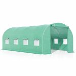 Solar de gradina, dimensiune 400x300x200cm, folie verde PE cu plasa 140g/mp UV, 1 usa, 8 ferestre, teava otel galvanizat de 19mm - imagine 2