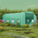 Solar de gradina, dimensiune 400x300x200cm, folie verde PE cu plasa 140g/mp UV, 1 usa, 8 ferestre, teava otel galvanizat de 19mm - imagine 4