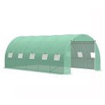 Solar de gradina, dimensiune 500x300x200cm, folie verde PE cu plasa 140g/mp UV, 1 usa, 10 ferestre, teava otel galvanizat de 19mm - imagine 2