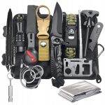 Kit complet de supravieturire 18-in-1 piese pentru camping, calatorii, offroad, ATV, SSV