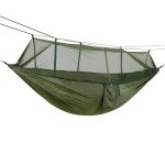 Hamac turistic din nylon cu plasa de tantari, culoare verde, dimensiuni 260 cm x 140 cm - imagine 2