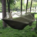 Hamac turistic din nylon cu plasa de tantari, culoare verde, dimensiuni 260 cm x 140 cm - imagine 4